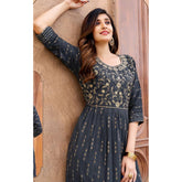 Grey Fancy Rayon Kurti with Sequence Work